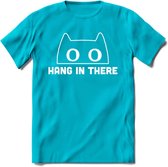 Hang In There - Katten T-Shirt Kleding Cadeau | Dames - Heren - Unisex | Kat / Dieren shirt | Grappig Verjaardag kado | Tshirt Met Print | - Blauw - M