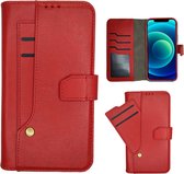 iPhone 11 Pro Max - Hoesje - Telefoonhoesje - Bookcase - Zacht Kunstleer - Rood - iPhone 11 Pro Max Bookcase