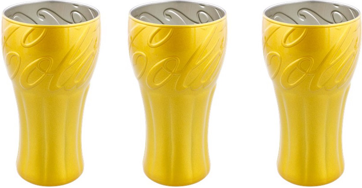 Coca Cola countour glazen in metallic geel 3 stuks