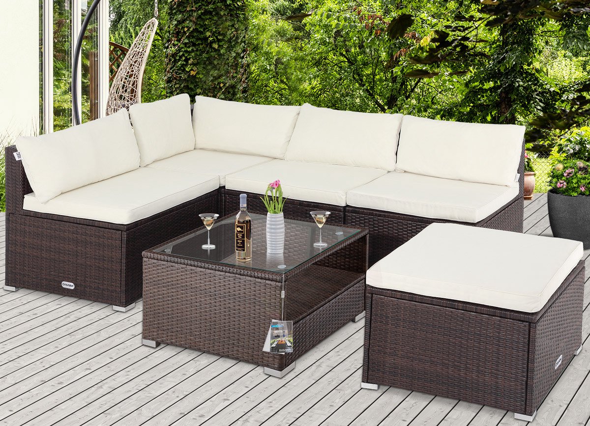 Casaria Polyrattan Loungeset -Incl. Kussens Tafel - Bruin Crème thumbnail 4