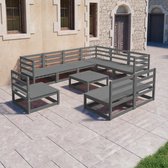 vidaXL 10-delige Loungeset massief grenenhout grijs