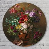 Stilleven met Bloemen in een Griekse Vaas – Georgius Jacobus Johannes van Os - 50 cm Aluminium Muurcirkel - Bloemen en Planten - Wanddecoratie - Rond Schilderij - Wandcirkel