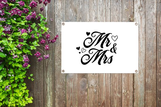 Décoration de jardin Mariage - 'Mr & Mrs' - Citations - 60x40 cm - Affiche de jardin - Toile de jardin