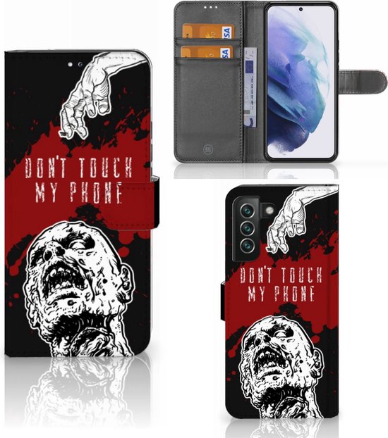 Foto: Gsm hoesje geschikt voor samsung galaxy s22 plus book case met pasjeshouder zombie blood