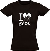 I Love Beer | Dames T-shirt | Zwart | Ik hou van bier | Biertje | Borrel | Pils | Feest | Zuipen | Oktoberfeest | Carnaval