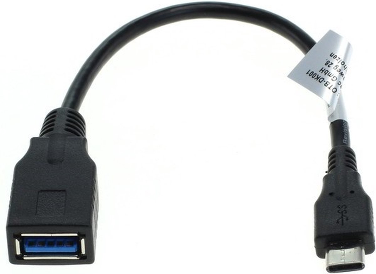 OTG kabel USB C naar USB A 3.0 Zwart