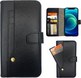 iPhone 12 Mini Hoesje Bookcase Hoes Portemonnee Cover - iPhone 12 Mini Case Hoesje Wallet Case - iPhone 12 Mini Telefoonhoesje - Zwart
