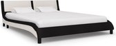 vidaXL Bedframe kunstleer zwart en wit 160x200 cm