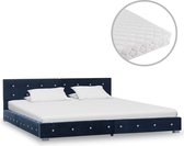 vidaXL Bed met matras fluweel blauw 160x200 cm