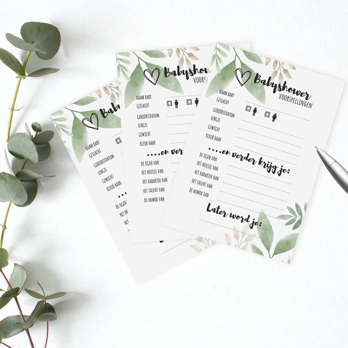 Babyshower | voorspellingskaarten in gegraveerd boekje - Fien & Feau