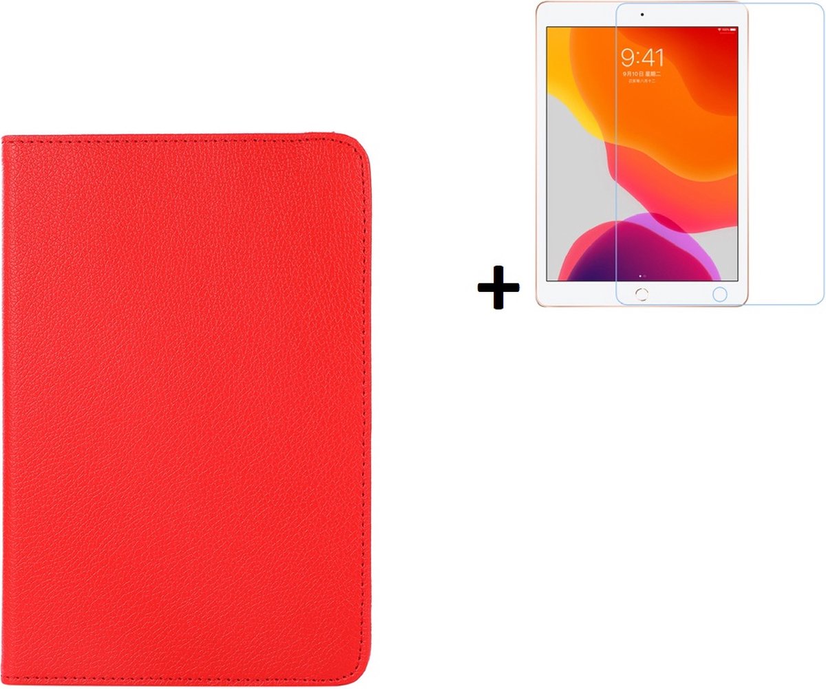 Hoesje iPad 7 10.2 2019 - 10.2 inch - Hoesje iPad 8 10.2 2020 - Hoesje iPad 9 10.2 2021 - iPad 10.2 Bookcase Hoes - Screen Protector iPad 10.2 - Rood Hoesje + Tempered Glass