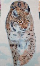 Diamond Painting Sneeuw lynx "Blauw", vierkante stenen, ca. 70 x40 cm, 110 kleuren