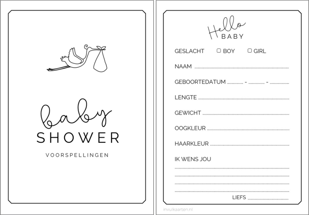Babyshower invulkaarten 20 stuks | babyshower | babyshower ...
