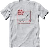 ME-262 Vliegtuig T-Shirt | Unisex leger Kleding | Dames - Heren Straaljager shirt | Army F16 | Grappig bouwpakket Cadeau | - Licht Grijs - Gemaleerd - XL