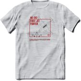 ME-262 Vliegtuig T-Shirt | Unisex leger Kleding | Dames - Heren Straaljager shirt | Army F16 | Grappig bouwpakket Cadeau | - Licht Grijs - Gemaleerd - M