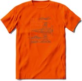 F-18 Vliegtuig T-Shirt | Unisex leger Kleding | Dames - Heren Straaljager shirt | Army F16 | Grappig bouwpakket Cadeau | - Oranje - XL