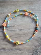 Haaksels&Kralen - Zonnebrilkoord kinderen Smiley met naam – Brillenkoord – Kleurrijk - Zonnebriltouwtje - Zonnebril koord - Sunnycord - Sunny cord - Brillen koord - Mode accessoire