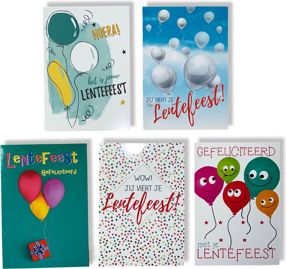 5 Cards & Crafts Luxe Wenskaarten Lentefeest | 12x17cm | Gevouwen kaarten met enveloppen
