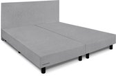 Beddenleeuw Boxspring Bed Zonder Matras - 160x220 - Incl. Hoofdbord - Grijs Stof