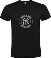 Zwart T-shirt ‘New York Yankees’ Zilver Maat M