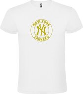 Wit T-shirt ‘New York Yankees’ Goud Maat 4XL