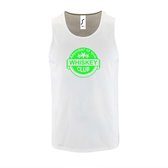 Witte Tanktop sportshirt met "Member of the Whiskey club" Print Neon Groen Size XXL