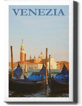 Walljar - Venetië Boten - Muurdecoratie - Canvas schilderij