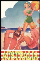 Walljar - Australië Strand - Muurdecoratie - Poster met lijst