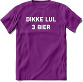 Dikke Lul 3 Bier T-Shirt | Unisex Kleding | Dames - Heren Feest shirt | Drank | Grappig Verjaardag Cadeau tekst | - Paars - L