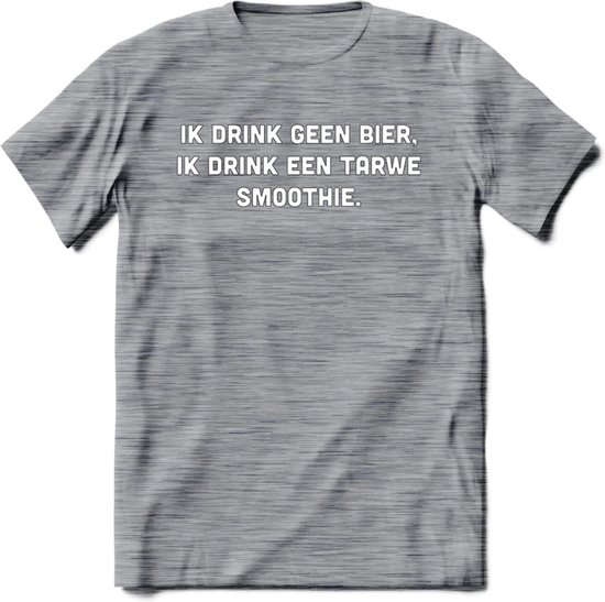 Tarwe Smoothie Bier T-Shirt | Unisex Kleding | Dames - Heren Feest shirt | Drank | Grappig Verjaardag Cadeau tekst | - Donker Grijs - Gemaleerd - S