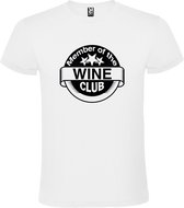Wit T shirt met "Member of the Wine Club " print Zwart size M