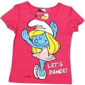 De Smurfen Meisjes T-shirt - Roze - Smurfin als Ballerina - Maat 104