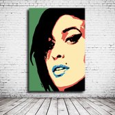 Pop Art Amy Winehouse Canvas - 100 x 70 cm - Canvasprint - Op dennenhouten kader - Geprint Schilderij - Popart Wanddecoratie