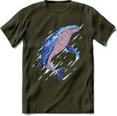 Dieren T-Shirt | Walvis shirt Heren / Dames | Wildlife whale cadeau - Leger Groen - M