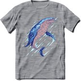 Dieren T-Shirt | Walvis shirt Heren / Dames | Wildlife whale cadeau - Donker Grijs - Gemaleerd - M