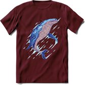 Dieren T-Shirt | Walvis shirt Heren / Dames | Wildlife whale cadeau - Burgundy - XXL