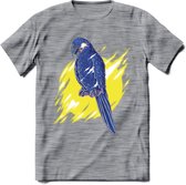 Dieren T-Shirt | Papegaai shirt Heren / Dames | Wildlife parrot cadeau - Donker Grijs - Gemaleerd - M