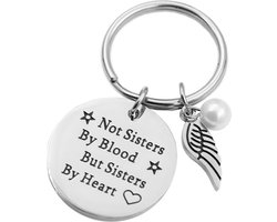 Sleutelhanger - BFF - Best Friend - Zus - Zussen - Zusje - Cadeau - Sierraad - Liefde - Vriendschap - Love - Hartje - Met Tekst - I Love You - Vriendin - RVS - Not Sisters By Blood But Sisters By Heart