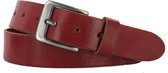 Leren Riem Heren/Dames | 3.5cm breed | Riemmaat: 105cm (totale lengte: 120cm) | 100% echt leer | Nikkelvrije gesp | Kleur: rood