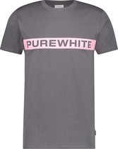 Purewhite -  Heren Slim Fit    T-shirt  - Grijs - Maat L