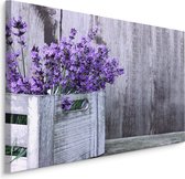 Schilderij - Lavendel in houten kist, premium print