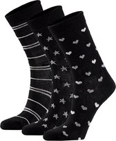 Apollo | Dames sokken van biologisch katoen | 6-Paar | Multi Zwart | Maat 39/42 | Bio-Katoen | Duurzaam | Sokken maat 39 42