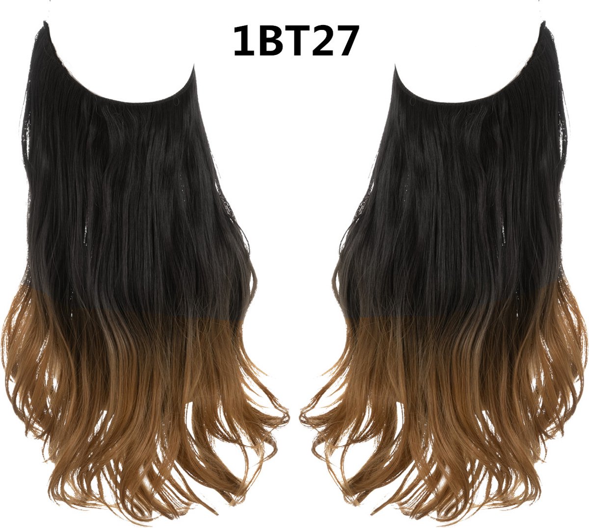 Premium Fiber Synthetic Clip in Extensions Single / Wire Extensions - BodyWave - 45cm- (#1BT27) Jett Black Ombre Middle Brown M01