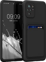kwmobile telefoonhoesje geschikt voor Xiaomi Redmi Note 10 / Note 10S - Hoesje met pasjeshouder - TPU case in mat zwart