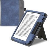 kwmobile flip cover voor e-reader - geschikt voor Tolino Vision 6 - Van imitatieleer en -suède - In donkerblauw / grijs