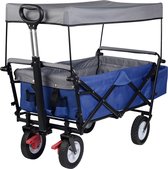 Trolleywagen - 1 st - Opvouwbaar - Tuinwagenwagen - Met Dakwielrem - Transport Metalen Stalen Trolley - Voor Zonwering Tuin Camping Kinderen - blauw