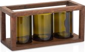 Joy Kitchen waxinelichtjes houder met houten frame - Waxinelichtjes houder - Waxinelichtjes - Duurzaam hout - Kaarsen houder - Gerecycled glas - Kaarsenhouders - Theelichtjes set -