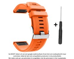 Oranje Siliconen geschikt voor Sporthorloge Bandje Garmin Fenix 5 (&Plus & Sapphire) /Forerunner 935/945 /Quatix 5 &5 Sapphire / Fenix 6 &6 Plus / Approach S60 & S62 / MARQ / D2 Delta – Quickfit Compatibel – Maat: foto – 22 mm orange smartwatch strap