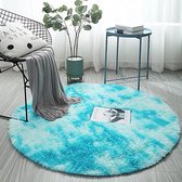 Rond vloerkleed - pluizig zacht - 120 x 120 cm - Blauw