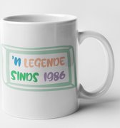 Verjaardag mok 'n legende sinds 1986 verjaardag beker cadeau voor collega, vriend, vriendin, moeder, zus, baas